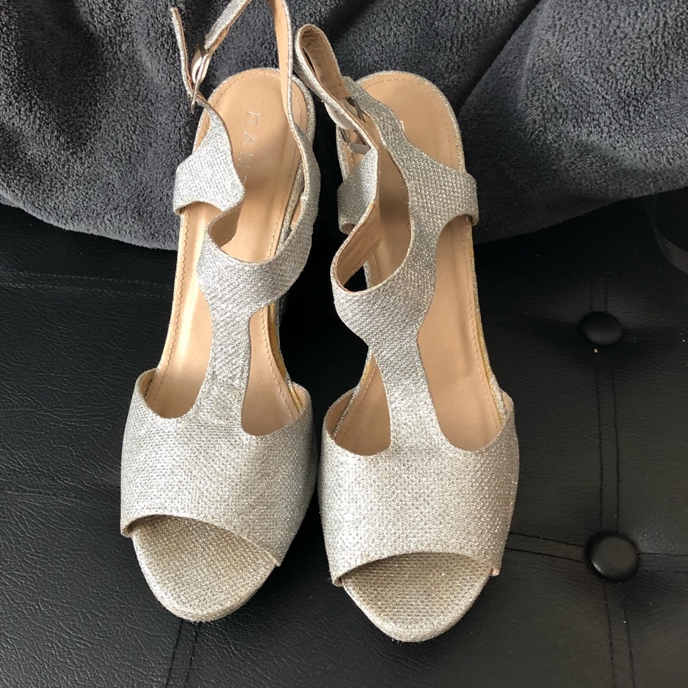 Silver sparkly wedges